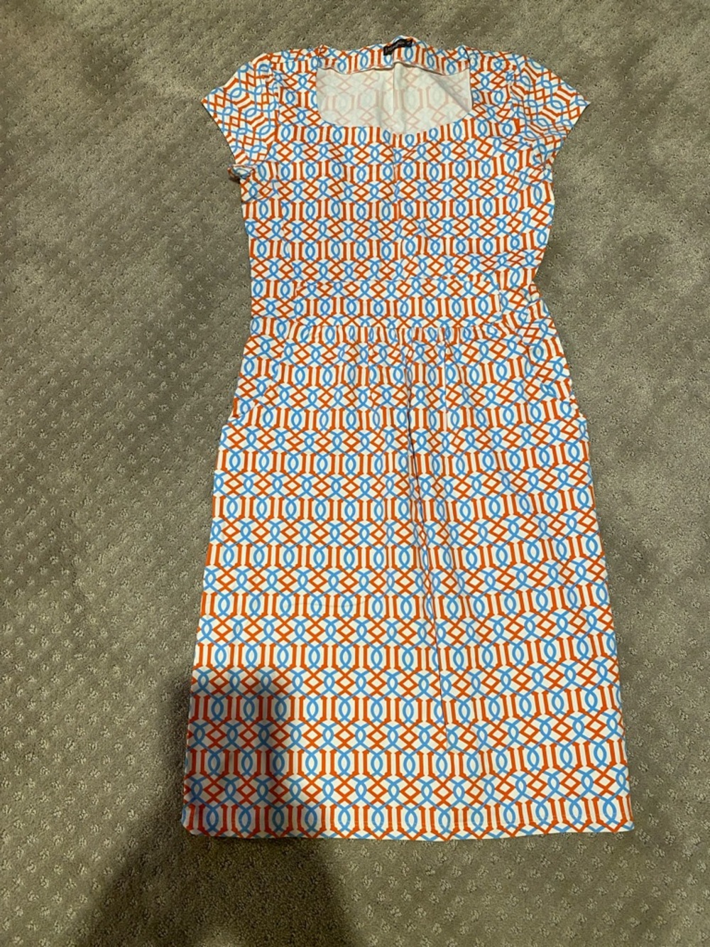 Women’s CS J. McLaughlin Orange and Light Blue Geometric Print Dress